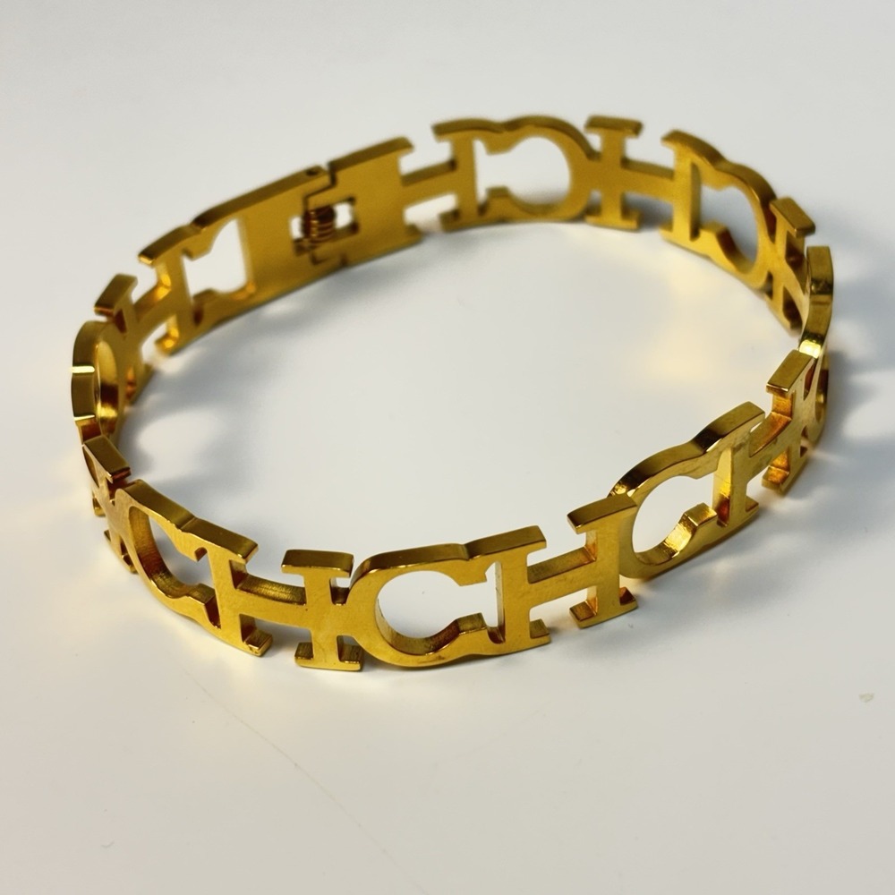 Fashion Bracelet Lot Gold Tone Lightweight Chains Hinge Clamper Glam - Picture 7 of 11